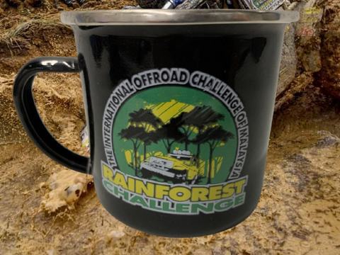 RFC  - BLACK ENAMEL MUG - RainForest Challenge Mug