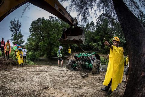 PPE RainForest Challenge helmet in use. Safety first!